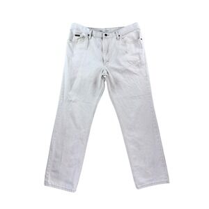 Lee Regular Fit Jeans Mens 40x32 Cream Off White Cotton Straight Leg Denim